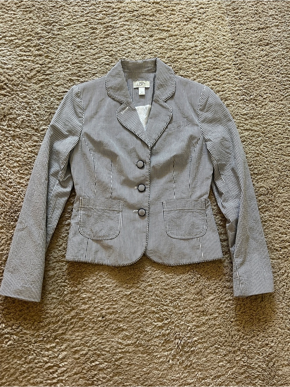 J. Crew Black & White Pinstripe Cotton Blazer